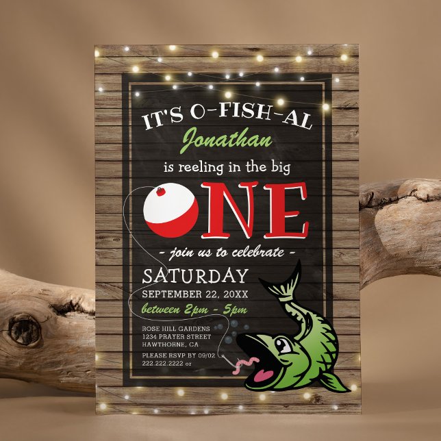 Reel One Fishing 1st Birthday Invitation (Creator Uploaded)