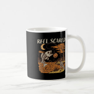 Reel Scared Halloween Fishing Funny Skeleton Fishe Coffee Mug