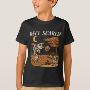 Reel Scared Halloween Fishing Funny Skeleton Fishe T-Shirt