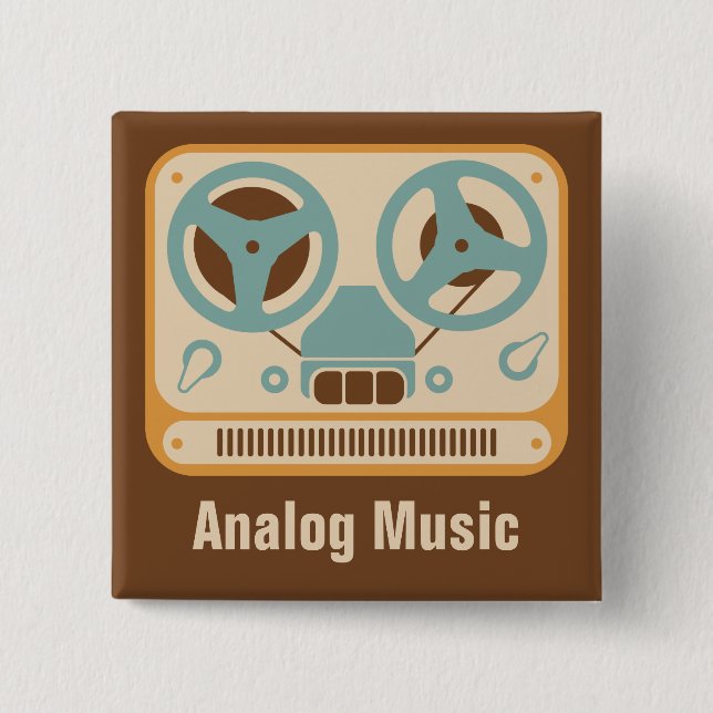 Reel to Reel ❝Analogue Music❞ Tape Recorder 15 Cm Square Badge (Front)