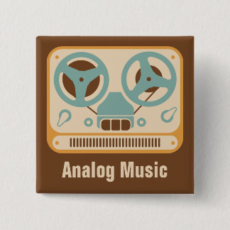 Reel to Reel ❝Analogue Music❞ Tape Recorder 15 Cm Square Badge