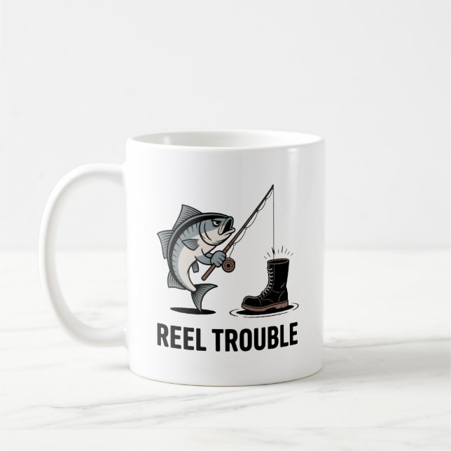 Reel Trouble Mug – Funny Fishing Gift for Anglers  (Left)
