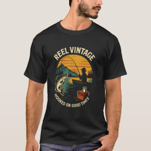 Reel Vintage Hooked On Good Times Fishing Father's T-Shirt
