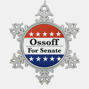 Reelect Georgia Senator John Ossoff in 2026 Snowflake Pewter Christmas Ornament