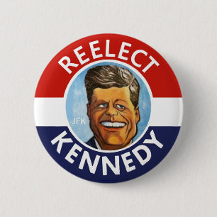 REELECT JFK JACK KENNEDY 6 CM ROUND BADGE