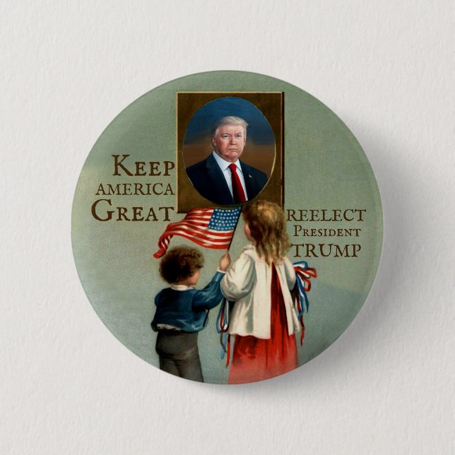 Reelect President Trump 6 Cm Round Badge (Front)
