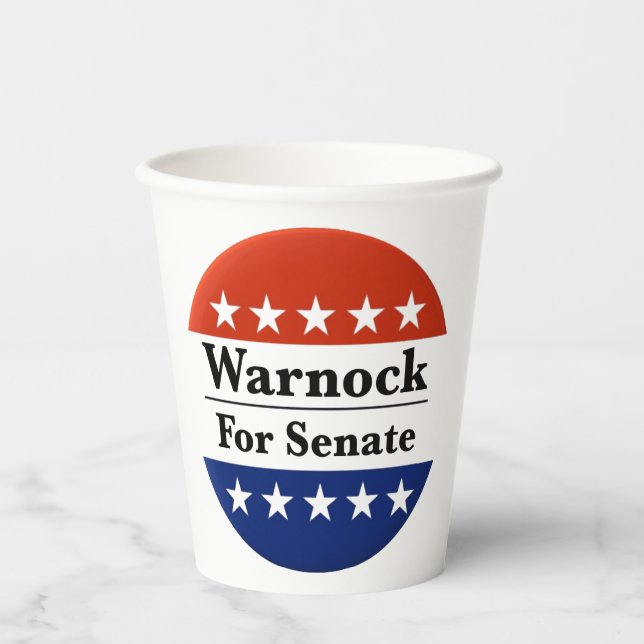 Reelect Raphael Warnock to U.S. Senate 2022 Paper Cups (Front)