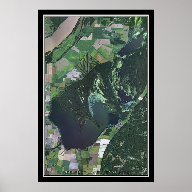 Reelfoot Lake Tennessee Satellite Poster Map (Front)