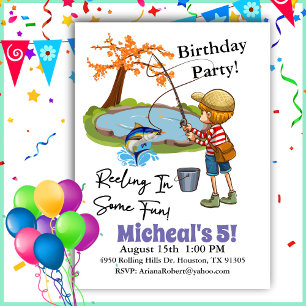 Reeling In Fun Fishing Boy Birthday  Invitation