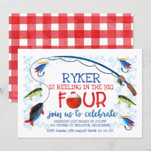 Reeling In The Big four birthday invitatation Invitation