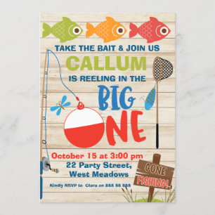 Reeling in the big one first birthday invitation