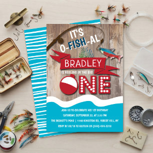 Reeling In The Big One Fishing 1st Birthday Invitation
