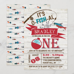 Reeling In The Big One Fishing 1st Birthday Invitation