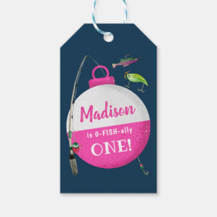 Reeling in the big ONE Fishing Birthday  Gift Tags