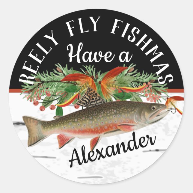  Reely Fly Fishmas  Fishing Christmas  Classic Round Sticker (Front)