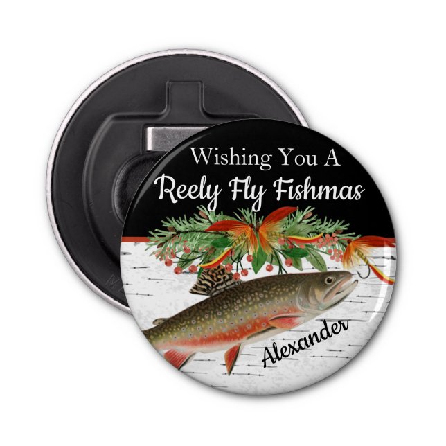  Reely Fly Fishmas  Fishing Christmas empty Small  Bottle Opener (Front)