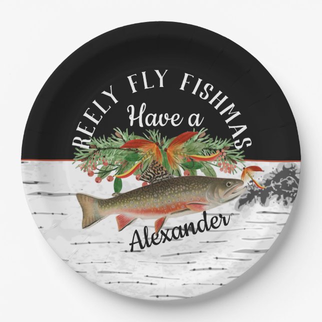  Reely Fly Fishmas  Fishing Christmas  Paper Plate (Front)