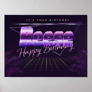 Reese Name Vorname lila retro Poster Geburtstag