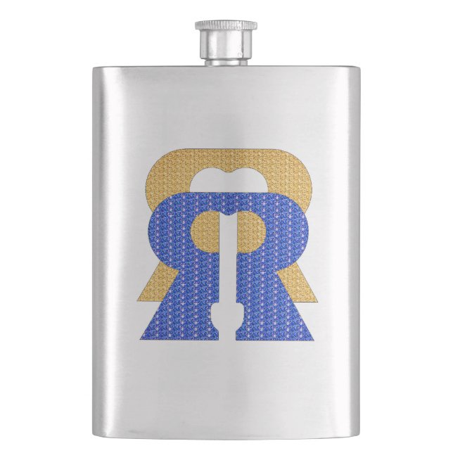 Reese Rideout Blue & Gold Fask Hip Flask (Front)
