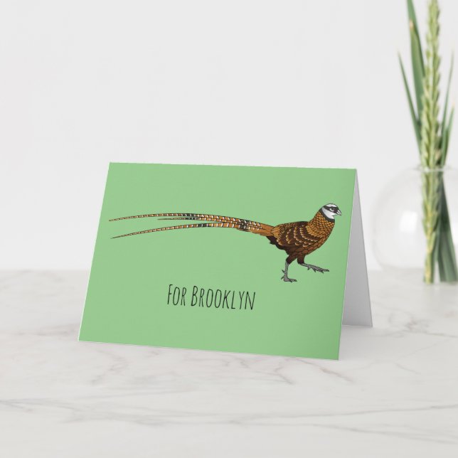 Reeves's pheasant bird cartoon illustration  card (Front)
