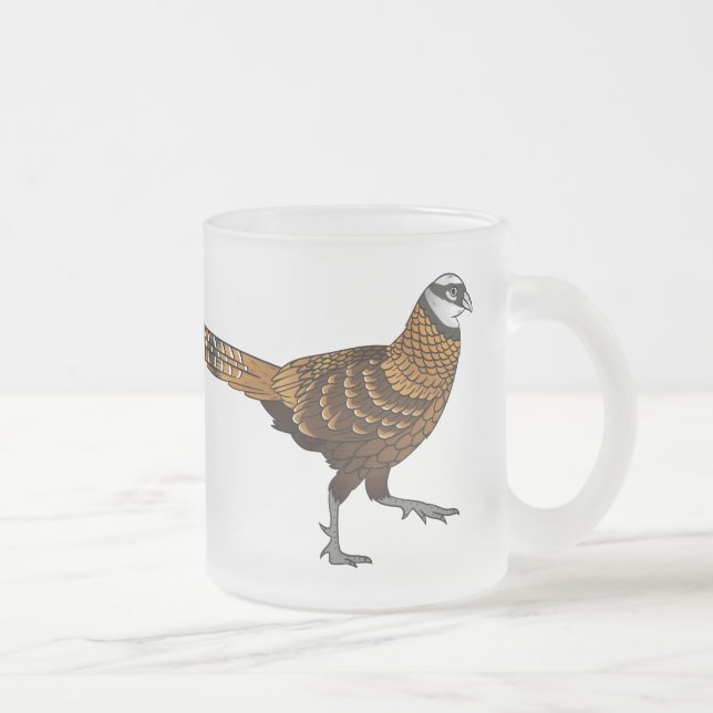 Reeves's pheasant bird cartoon illustration  frosted glass coffee mug (Right)