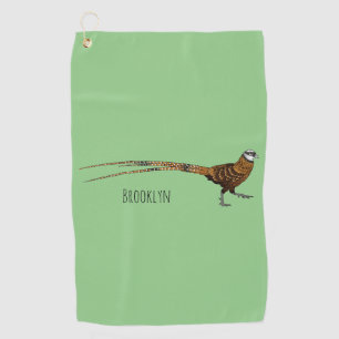 Reeves's pheasant bird cartoon illustration golf towel