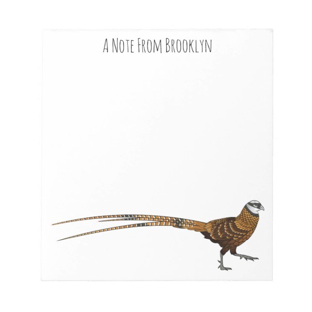 Reeves's pheasant bird cartoon illustration  notepad (Front)