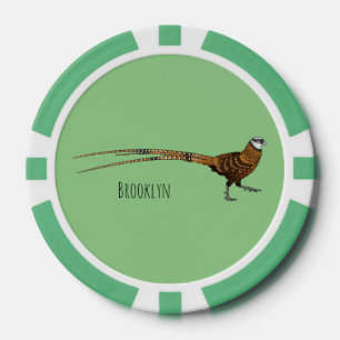 Reeves's pheasant bird cartoon illustration poker chips