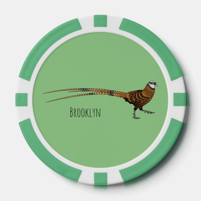 Reeves's pheasant bird cartoon illustration  poker chips (Front)