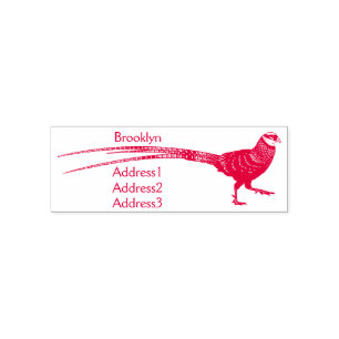 Reeves's pheasant bird cartoon illustration self-inking stamp