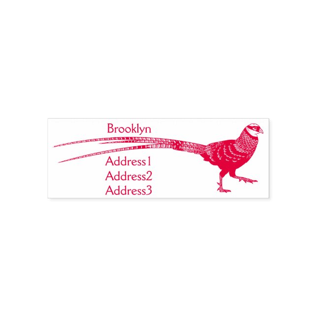 Reeves's pheasant bird cartoon illustration self-inking stamp (Design)