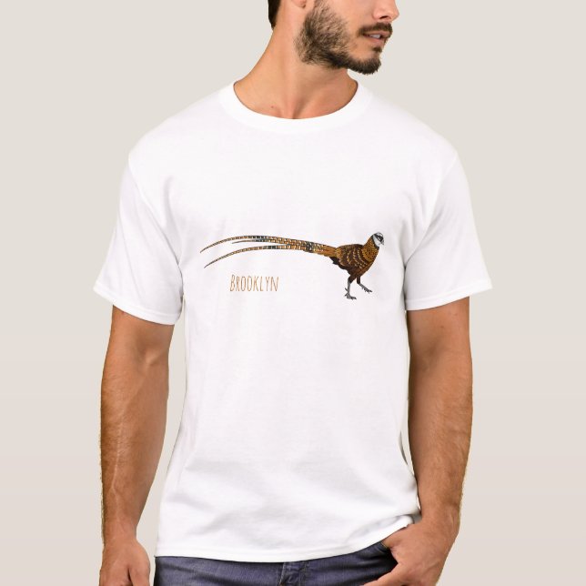 Reeves's pheasant bird cartoon illustration  T-Shirt (Front)