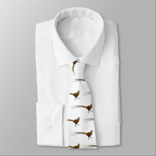 Reeves's pheasant bird cartoon illustration tie