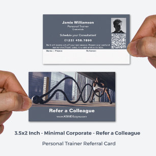 Refer a Colleague Grey Corporate Personal Trainer Referral Card