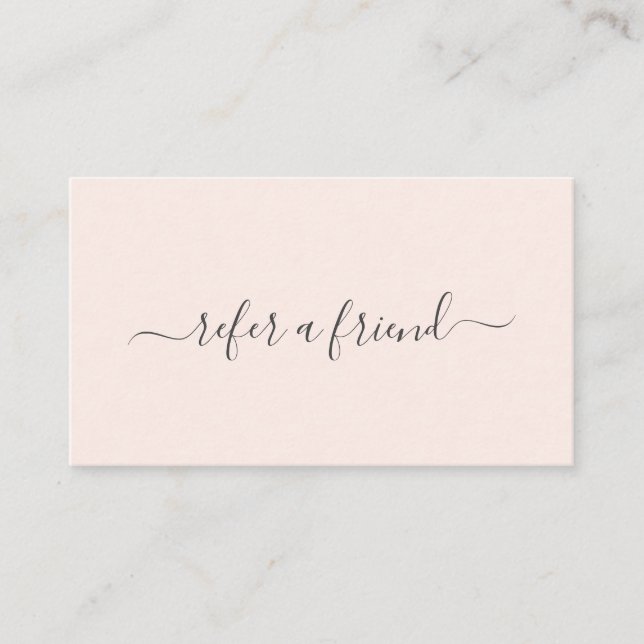 Refer a Friend Blush Pink Beauty Salon Elegant Referral Card (Front)