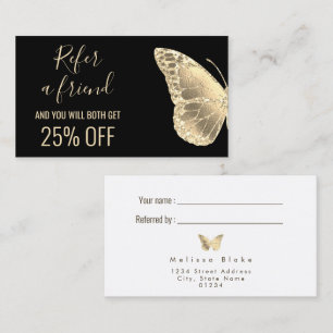 refer a friend golden butterfly business card