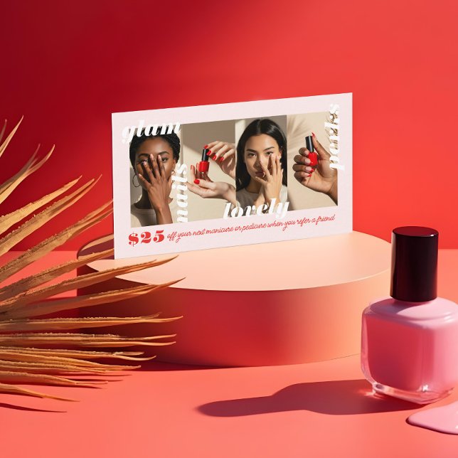 Refer A Friend Modern Bold Photo Collage Referral Business Card (Refer A Friend Modern Bold Photo Collage Referral Business Card)