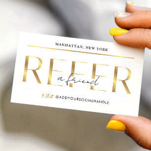 Refer A Friend Modern Glam Gold Logo Salon Spa Referral Card