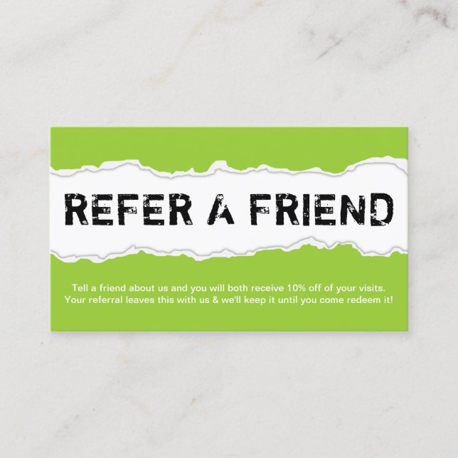 refer a friend page rip (colour customisable) referral card (Front)