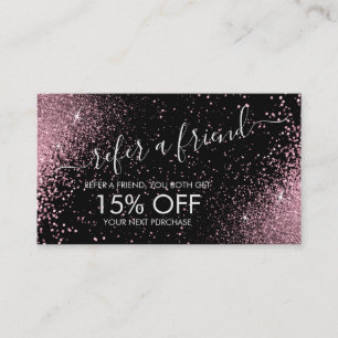 Refer a Friend - Pink Glitter  - Silver Referral  Card