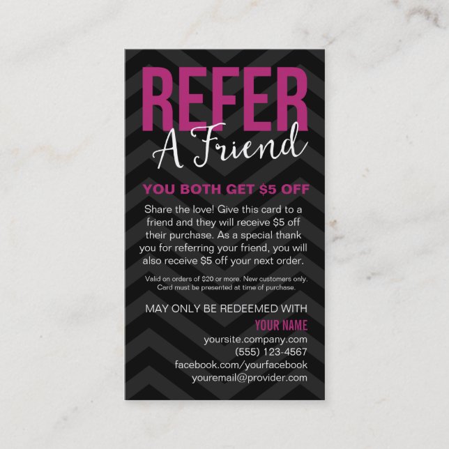Refer A Friend Referral Card Business Cards (Front)