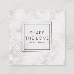 Refer a Friend Silver Palm Leaves Referral Salon Square Business Card
