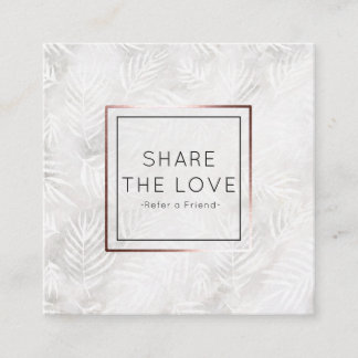 Refer a Friend Silver Palm Leaves Referral Salon Square Business Card