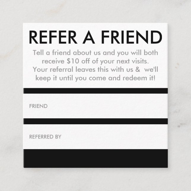 refer a friend square referral card (Front)