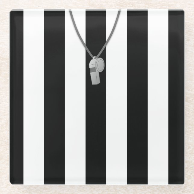 Referee Jersey Coaster, Hockey Lacrosse Football Glass Coaster (Front)