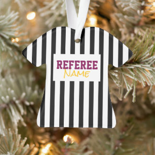 REFEREE NAME Sports Team Colours Stripes Ornament