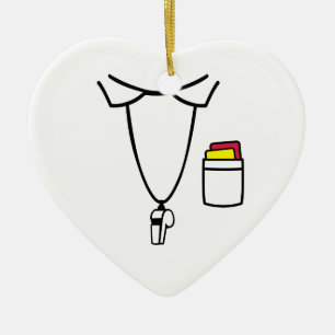 Referee red yellow card whistle ceramic tree decoration