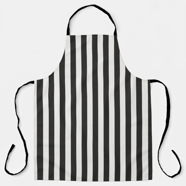 Referee Striped Classic Black & White Vertical  Apron (Front)