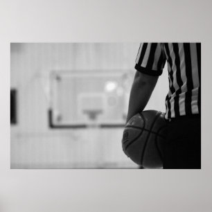 Referee Time out (Basketball) Black and White Post Poster