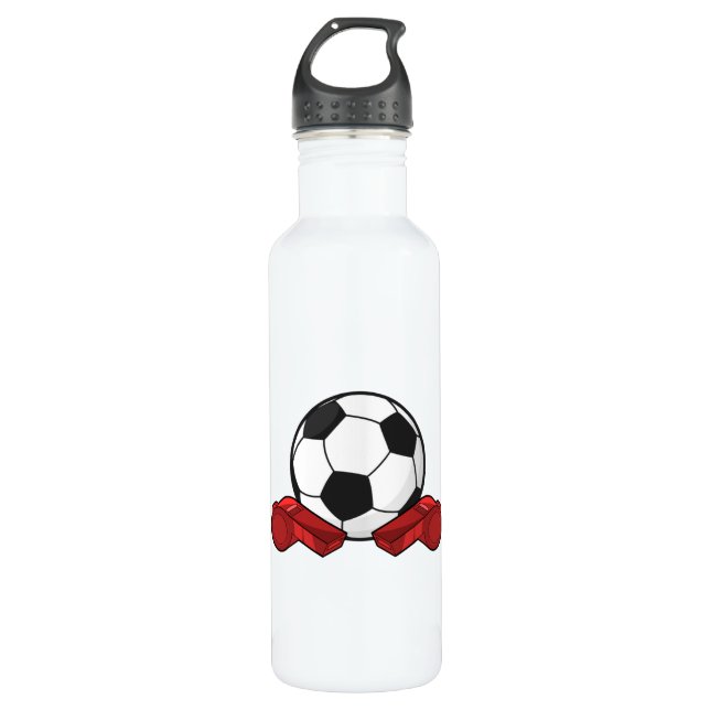 Referee whistle & Soccer ball 710 Ml Water Bottle (Front)